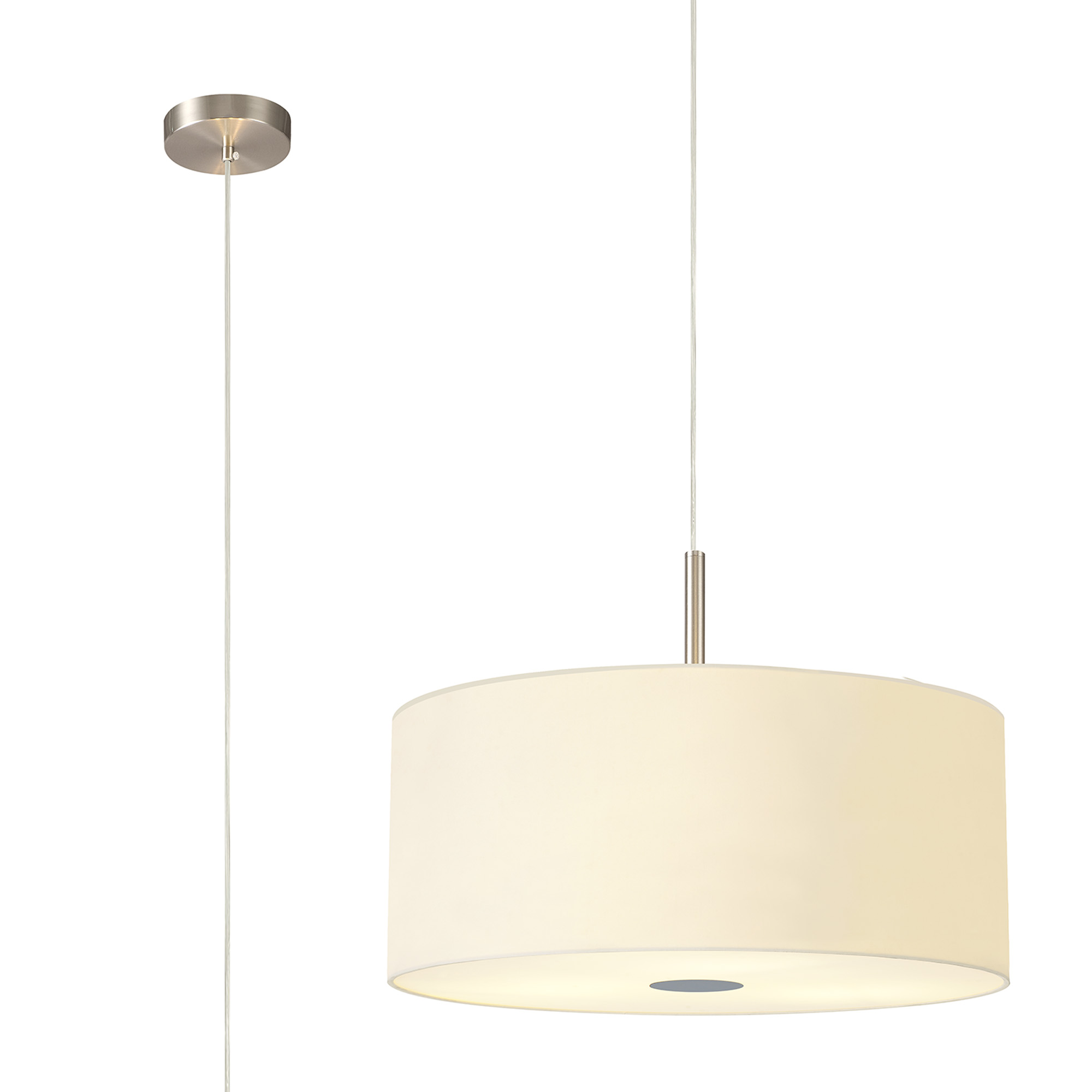 Baymont 50cm 3 Light Pendant Satin Nickel, Ivory Pearl, Frosted Diffuser